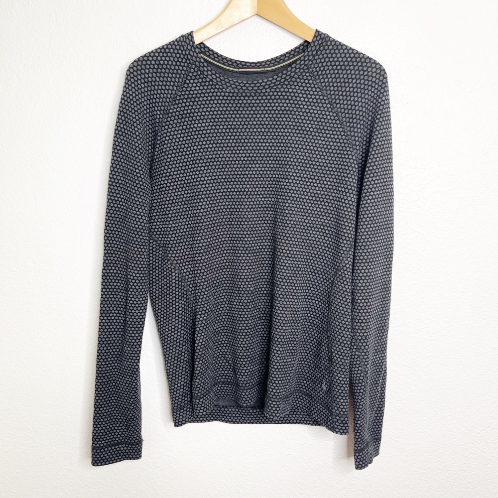 Smartwool Intraknit Merino 200 Base Layer Top Grey Black Dot Womens XL